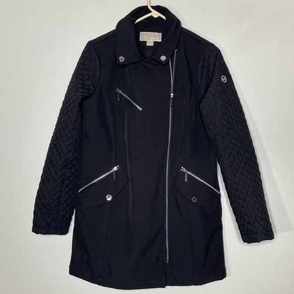 MICHAEL Michael Kors Women's Black Asymmetric Softshell Jacket S - Picture 2 of 12